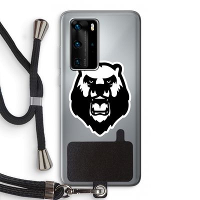 Angry Bear (white): Huawei P40 Pro Transparant Hoesje met koord