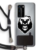 Angry Bear (white): Huawei P40 Pro Transparant Hoesje met koord