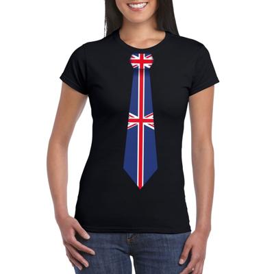 Engels thema shirt - Zwart t-shirt - met Engeland vlag stropdas - dames - supporters