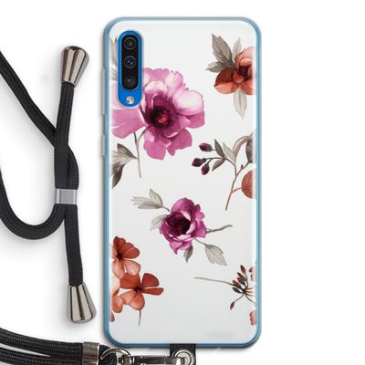 Geschilderde bloemen: Samsung Galaxy A50 Transparant Hoesje met koord