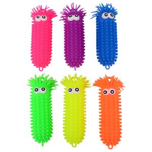 Johntoy fluffy worm groot met ogen, 28cm