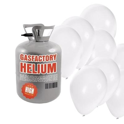 Helium tank met 50 witte ballonnen - Witte versiering - Heliumgas