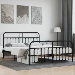 Bedframe met hoofd- en voeteneinde metaal zwart 160x200 cm