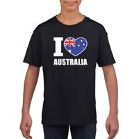Zwart I love Australie fan shirt kinderen