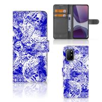 Telefoonhoesje met Naam OnePlus 8T Angel Skull Blauw