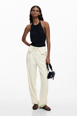 Baggy broek met knopen - WHITE - 42 Baggy broek met knopen - WHITE - 42