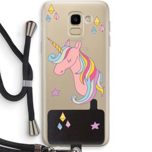 Roze eenhoorn: Samsung Galaxy J6 (2018) Transparant Hoesje met koord