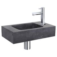 Differnz fonteinset bombai black - natuursteen - kraan recht - 40 x 22 x 9 cm - chroom