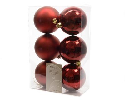Kerstbal plastic glans-mat/80mm/ossenbloed - Ksd