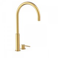 Wastafelmengkraan Tres Study Exclusive 45,3 cm 2-Gats 1-Hendel Uitloop Gebogen Rond Goud Tres