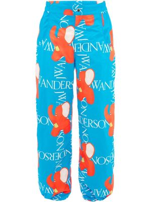 JW Anderson pantalon ample à logo imprimé - Bleu