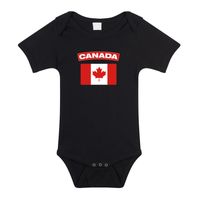 Canada romper met vlag zwart voor babys - thumbnail