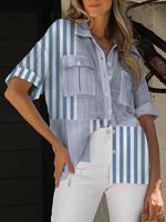 Casual Loose Cotton And Linen Striped Shirt