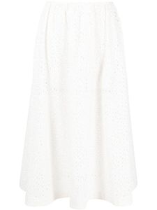 TOTEME jupe mi-longue en broderie anglaise - Blanc