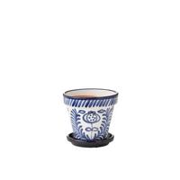 J-Line Flowerpot+Plate Granada Handmade+Painted Ceramic Cobalto Blu