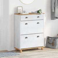 Schoenenkast ASKIM Wit 85 x 35 x 108 cm Massief grenenhout