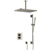 Hotbath Gal IBS40AGNP inbouwdouche met plafondbuis, glijstang en 27x40cm hoofddouche geborsteld nikkel PVD