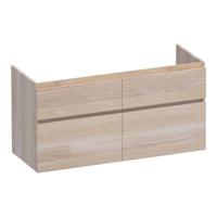 Brauer Delight - Onderkast - 120 cm - met 4 Softclose Lades Greeploos en 2 Sifon Uitsparingen - Lamellen Eiken Wit