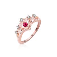 Vrouwen Crystal Ring Fashion Love hart kroon Rhinestone Ring(Red diamond)