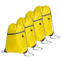 Sport gymtas/rugtas/draagtas - 4x - geel met rijgkoord 34 x 44 cm van polyester