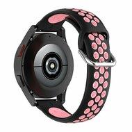 Siliconen sportbandje met gesp - Zwart + lichtroze - Samsung Galaxy Watch 6 - 40mm & 44mm