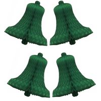 12x Decoratie kerst versiering kerstklokjes groen 16 cm - thumbnail