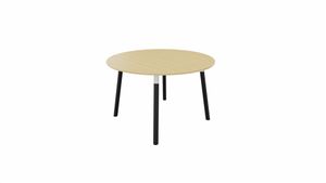 Tafel 9311 rond - 80 cm. - Wit - Beuken - Beuken donker