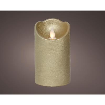 LED Waving kaars wax goud Ø7,5xH12,5cm