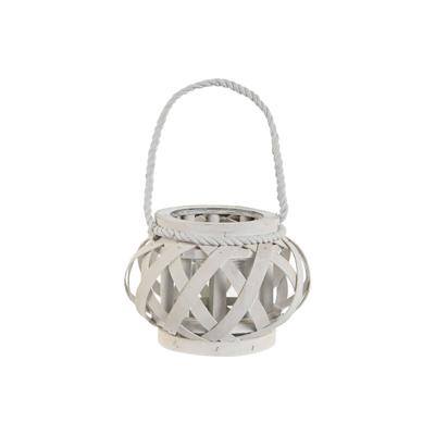 Kaarshouder Home ESPRIT Wit Hout Kristal 18 x 18 x 13 cm