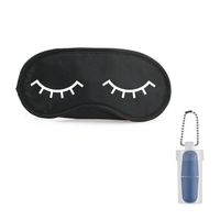 Zwart slaapmaskertje met slapende ogen incl blauw oordopjes - Slaapmaskers - thumbnail