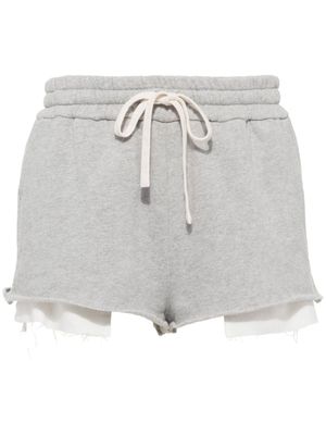 Miu Miu short en coton à design superposé - Gris