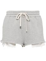 Miu Miu short en coton à design superposé - Gris
