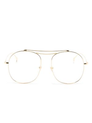 Gucci Eyewear lunettes de soleil à monture pilote gravée - Or