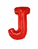 Folieballon Rood Letter 'J' groot - thumbnail