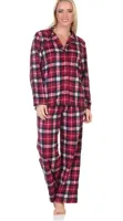 N Fleece doorknoop dames pyjama - Ruit - Maat M