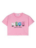 MSGM Kids t-shirt crop à slogan imprimé - Rose