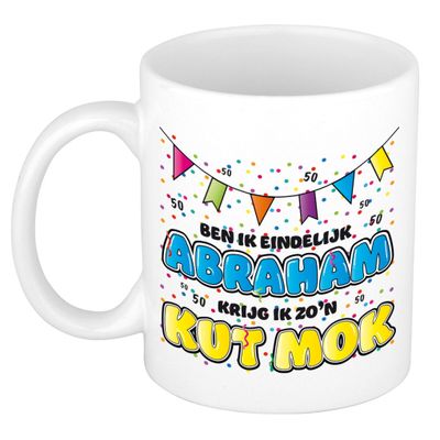 Verjaardag/cadeau mok 50 jaar - Abraham - keramiek - 300 ml - kut mok Verjaardag/cadeau mok 50 jaar - Abraham - keramiek - 300 ml - kut mok