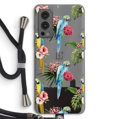 Kleurrijke papegaaien: OnePlus Nord 2 5G Transparant Hoesje met koord