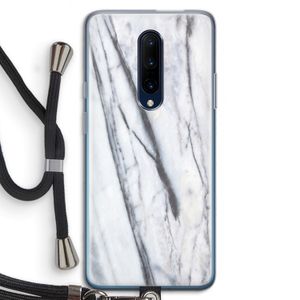 Gestreepte marmer: OnePlus 7 Pro Transparant Hoesje met koord