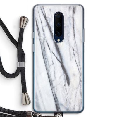 Gestreepte marmer: OnePlus 7 Pro Transparant Hoesje met koord