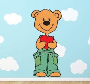 Muursticker van beer met hart