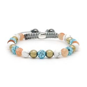 Karma Armband Spiral Linnen Blue Crystal