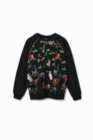 Sweatshirt met borduursels en tule - BLACK - S - thumbnail