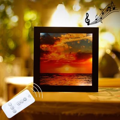 Zonsondergang patroon dimmen Warm wit foto Frame LED decoratie licht afstandsbediening creatieve nacht licht Lamp nieuwigheid Gift