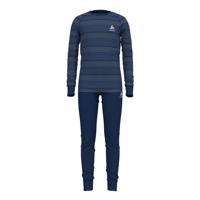 Odlo Set Active Warm Kids Kinder Thermoset Estate Blue - Grey Melange - Stripes 80
