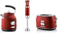 Westinghouse Retro Waterkoker + Broodrooster 2 Sleuven + Staafmixer - Rood - thumbnail