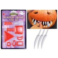 Pompoen uithollen snijset - inclusief decoratie tanden - Halloween decoratie set Pompoen uithollen snijset - inclusief decoratie tanden - Halloween decoratie set