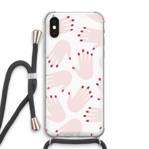 Hands pink: iPhone X Transparant Hoesje met koord