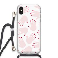Hands pink: iPhone X Transparant Hoesje met koord