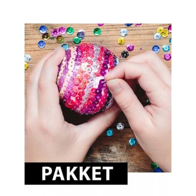Zelf 5x pailletten kerstballen maken set - dia 7 cm - knutselen - kerst artikelen - versiering